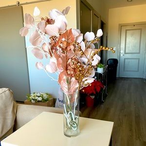 Faux florals in glass vase